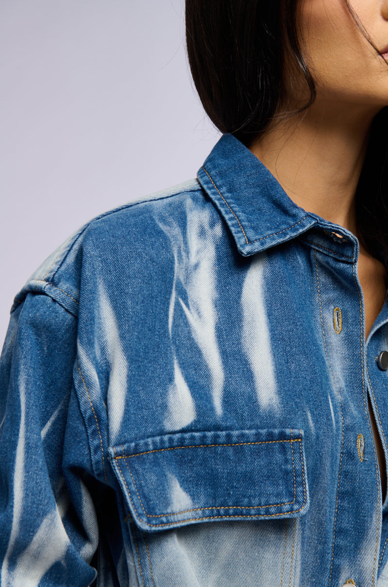 TAKE ME TO THE RODEO DENIM SHIRT DRESS