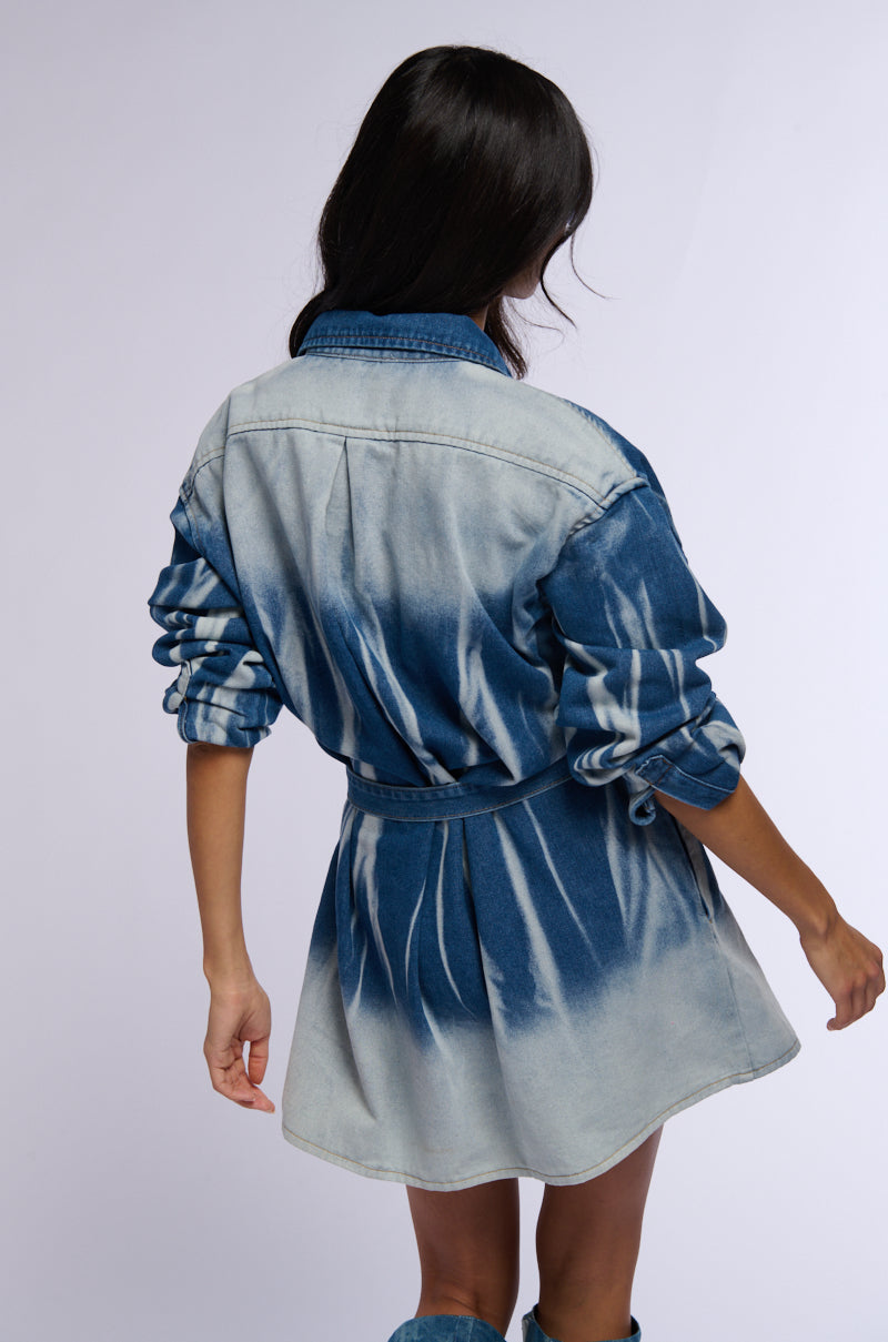 TAKE ME TO THE RODEO DENIM SHIRT DRESS