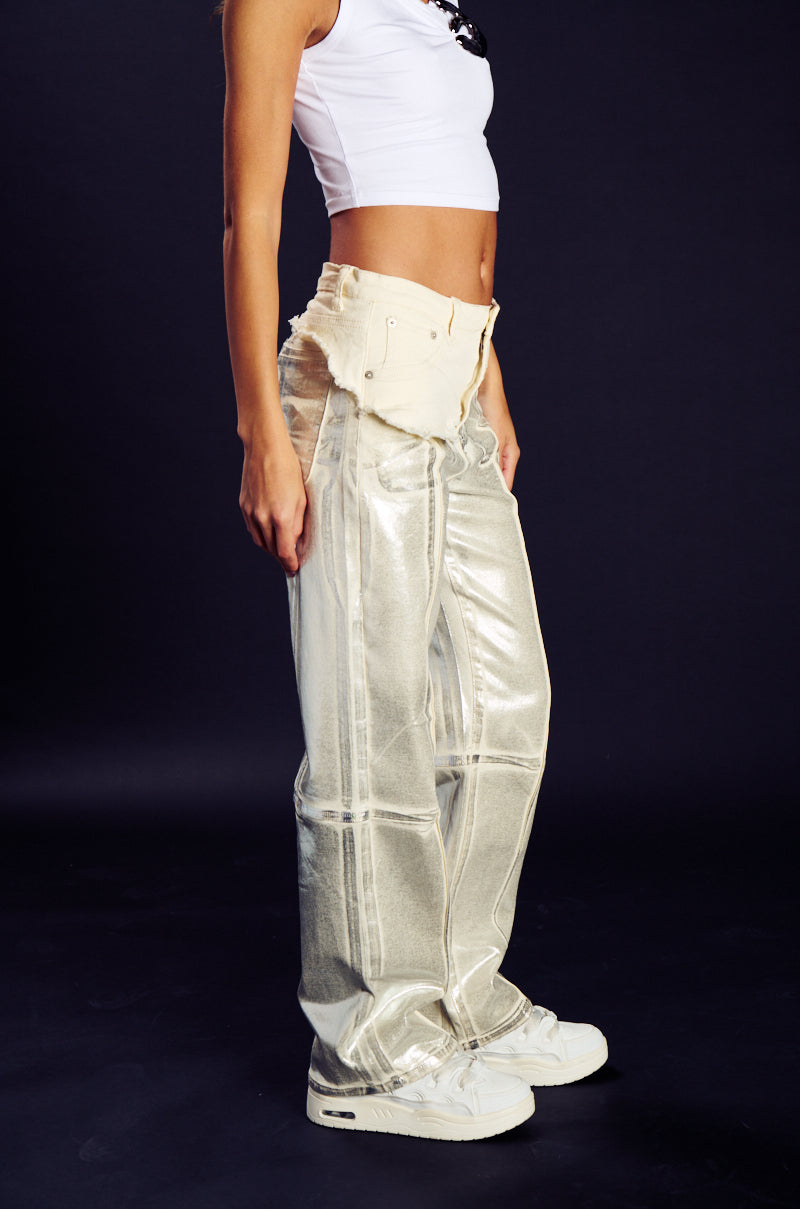 ATLAS METALLIC DETAIL WIDE LEG DENIM