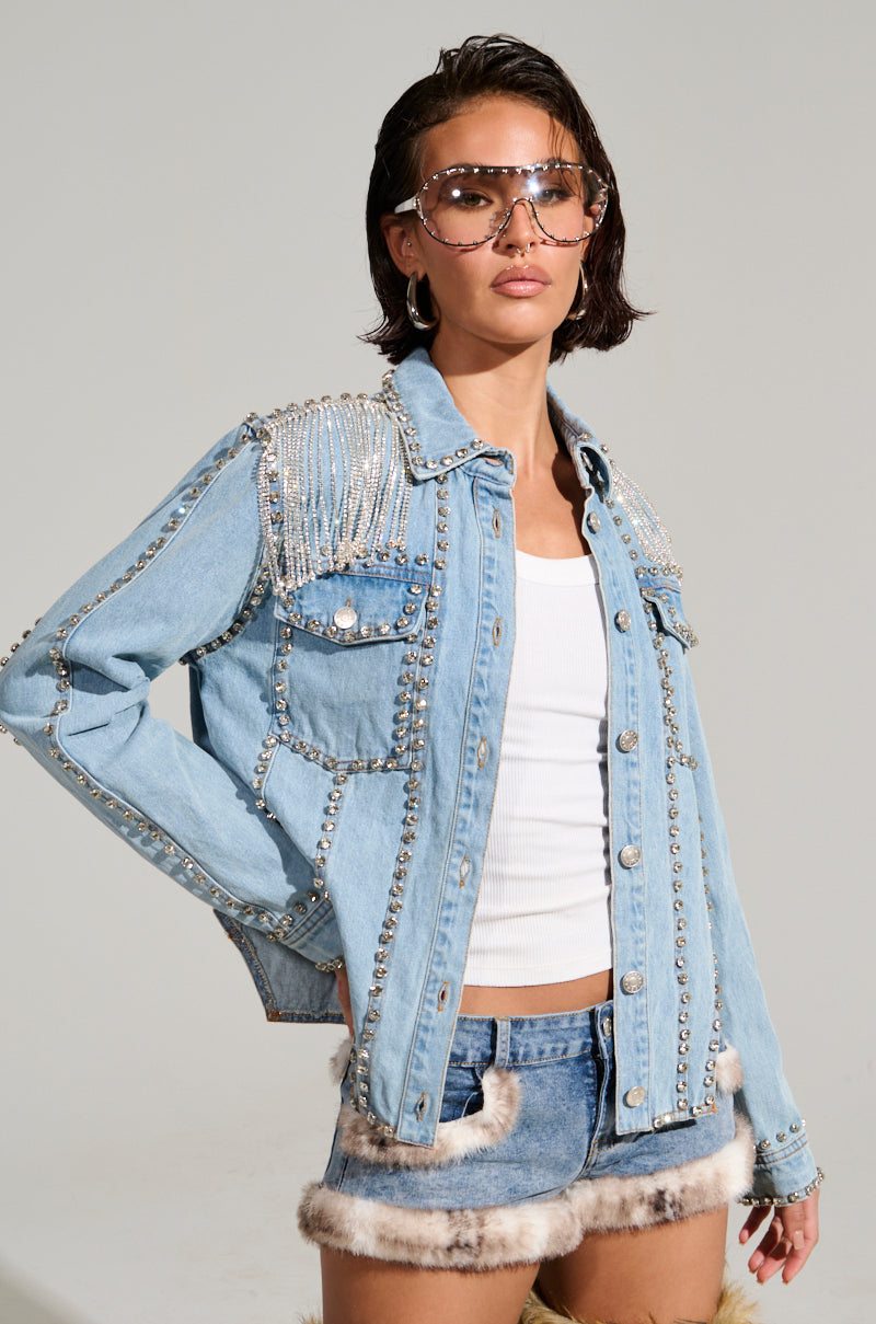 CARLIS DISTRICT COWGIRLS BLING DENIM JACKET