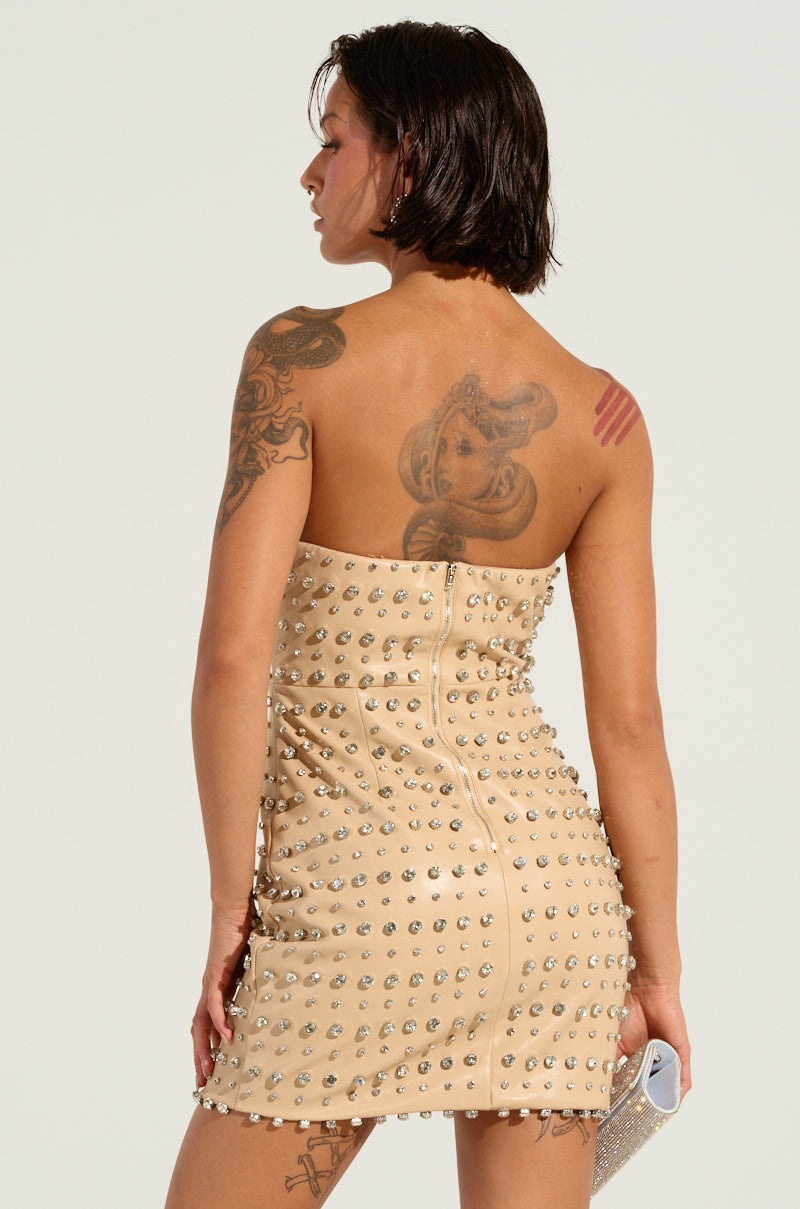 TELL ME ABOUT IT STUD PU MINI DRESS