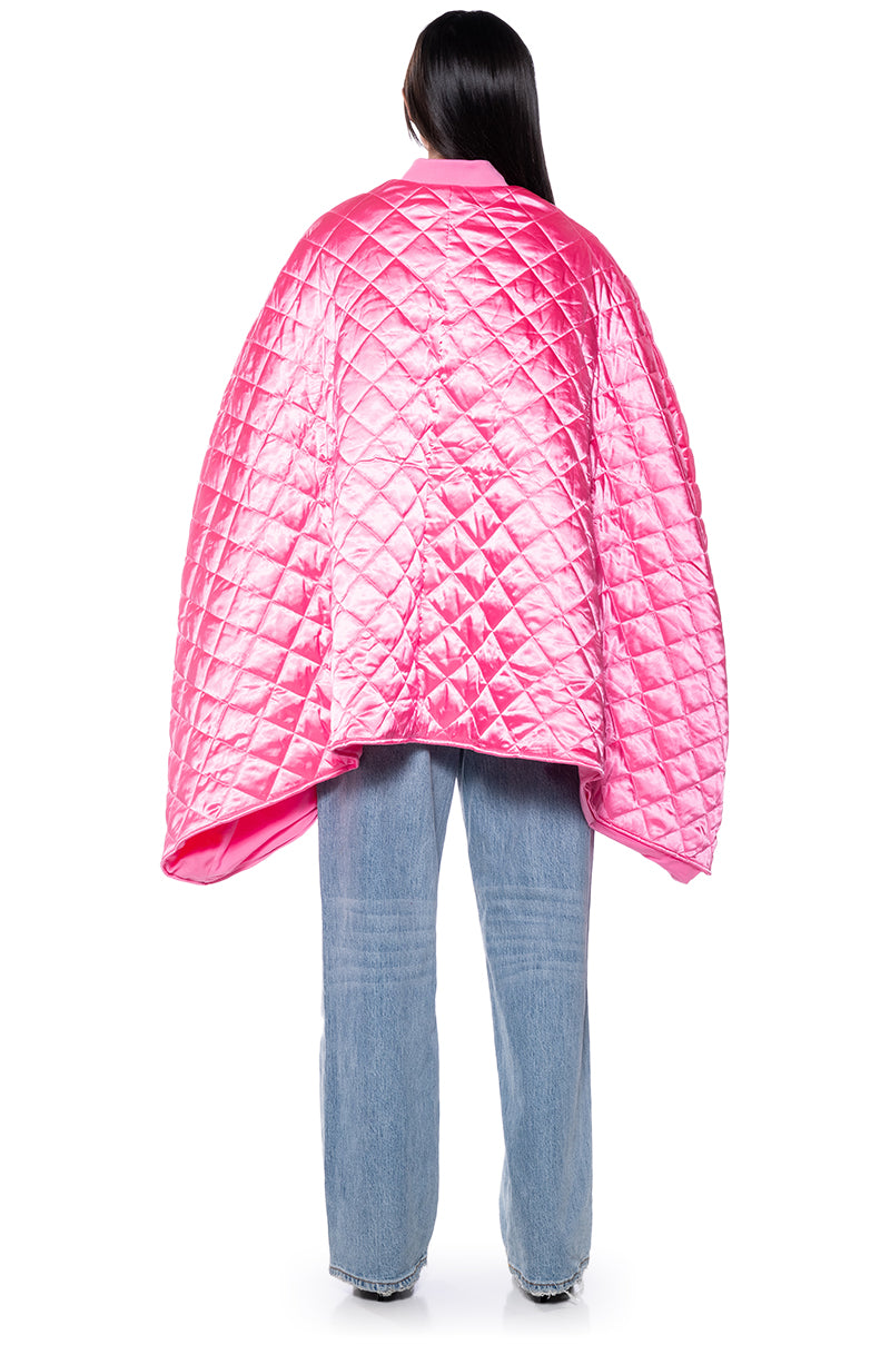 QUILTED PINK PONCHO