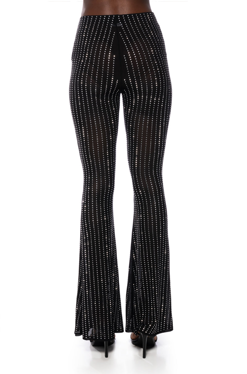 TAMERA RHINESTONE MESH FLARE PANT