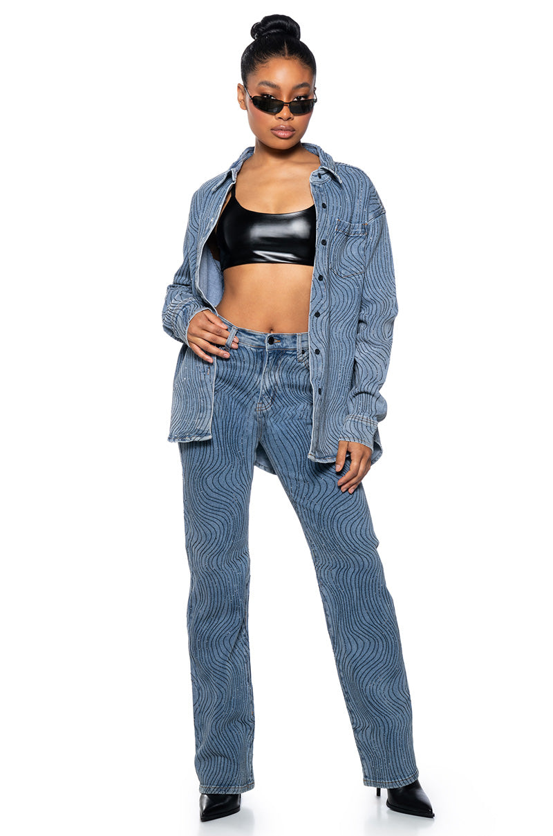 EFFORTLESS GLAM RHINESTONE STRAIGHT LEG JEAN