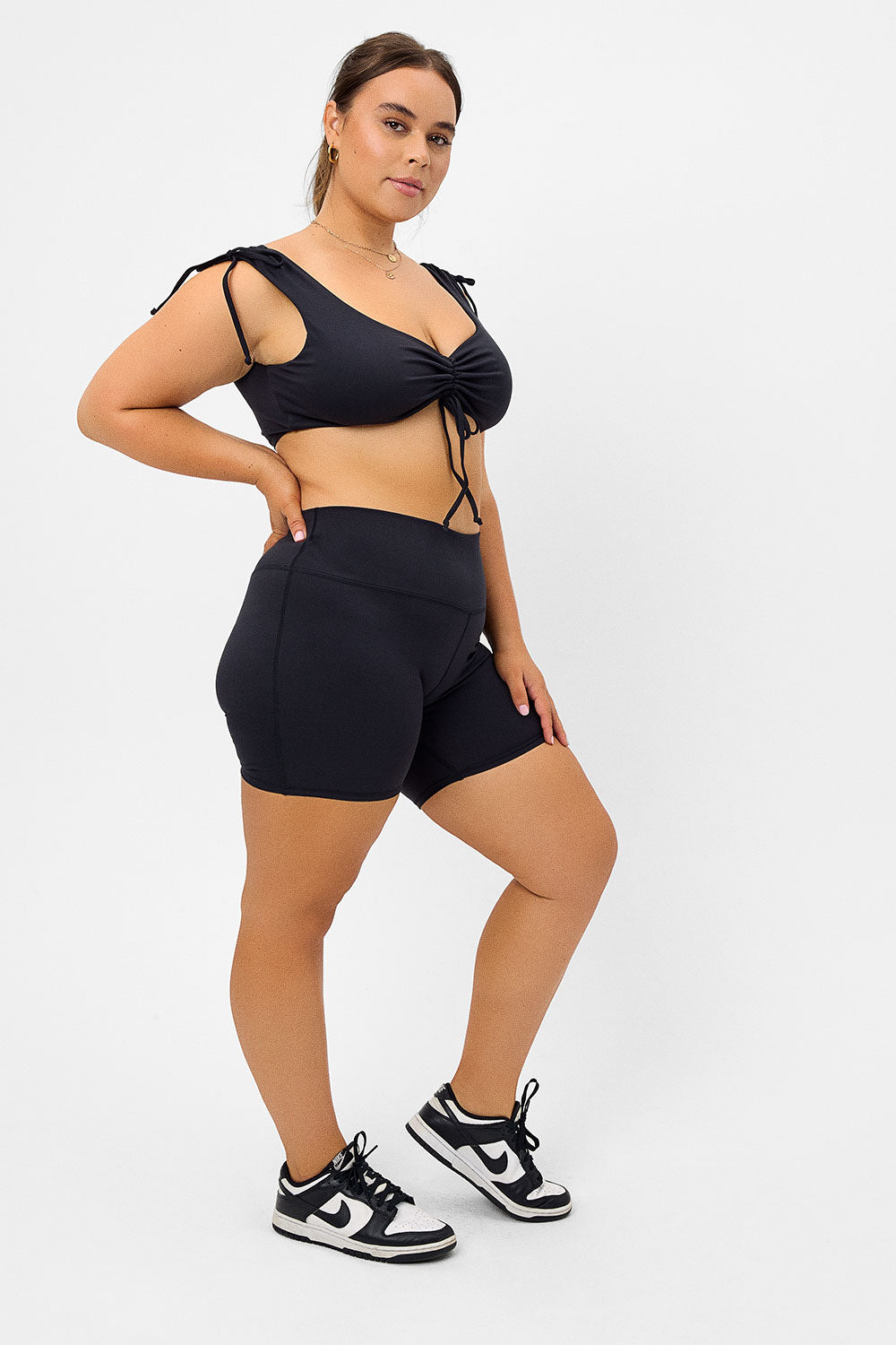 Windy Ruched Crop Top - Black