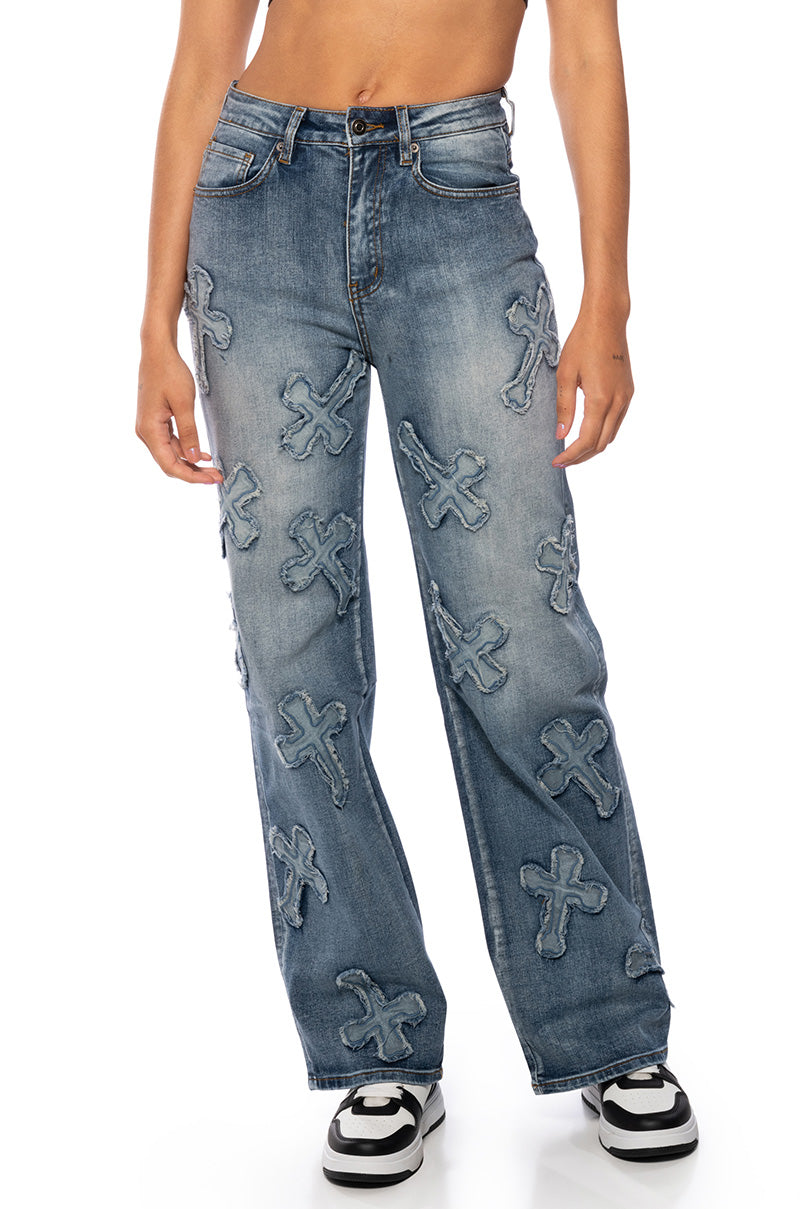 PAMELA CROSS PATCHWORK DENIM JEAN