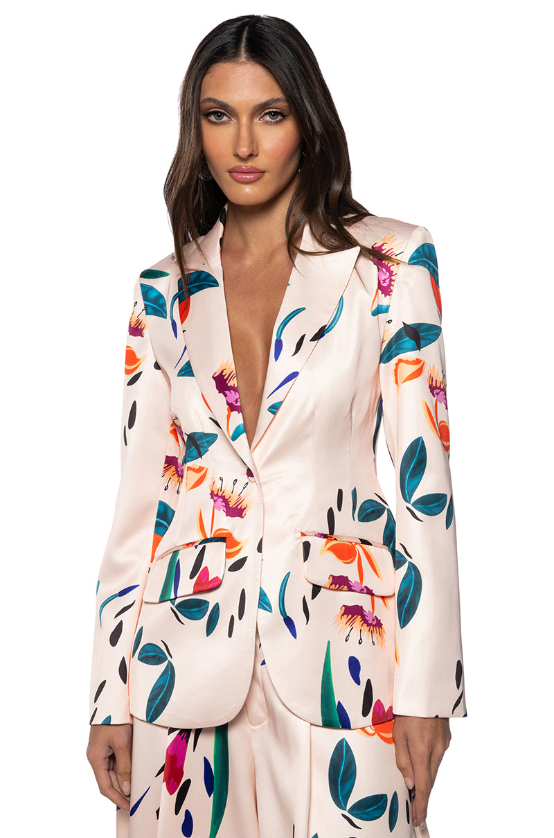 CANDY RAIN SATIN LONGLINE BLAZER