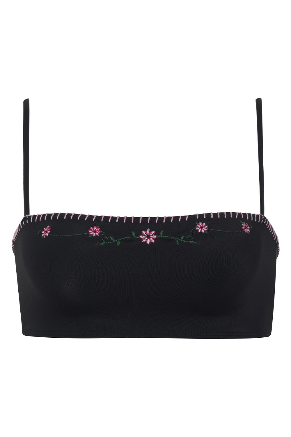 Tommy Embroidered Bandeau Bikini Top - Sea Fairy Black