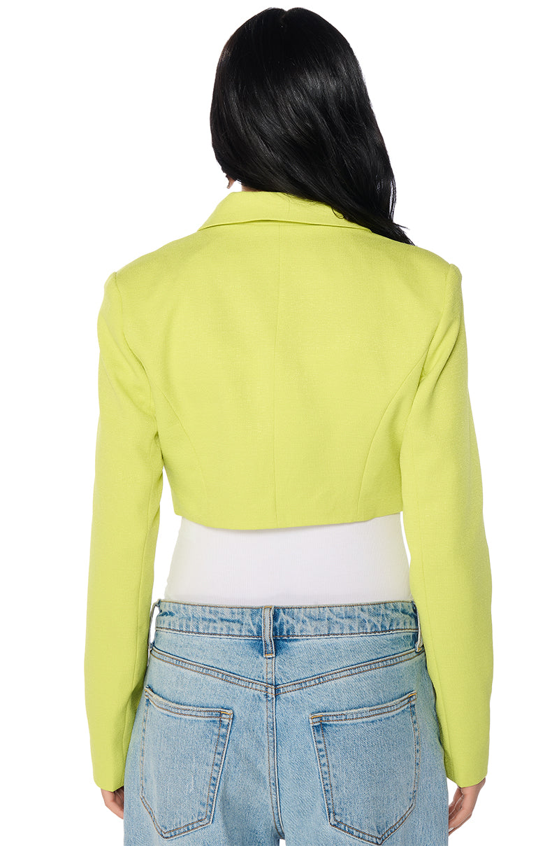 EVERYWHERE CROPPED SPRING BLAZER IN LIGHT GREEN