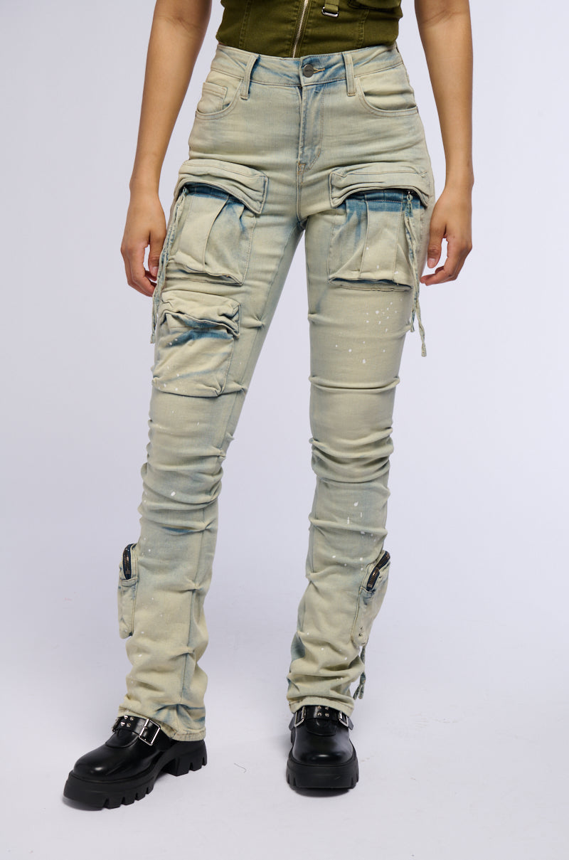 OMBRE BLUE HIGH RISE STACKED JEANS