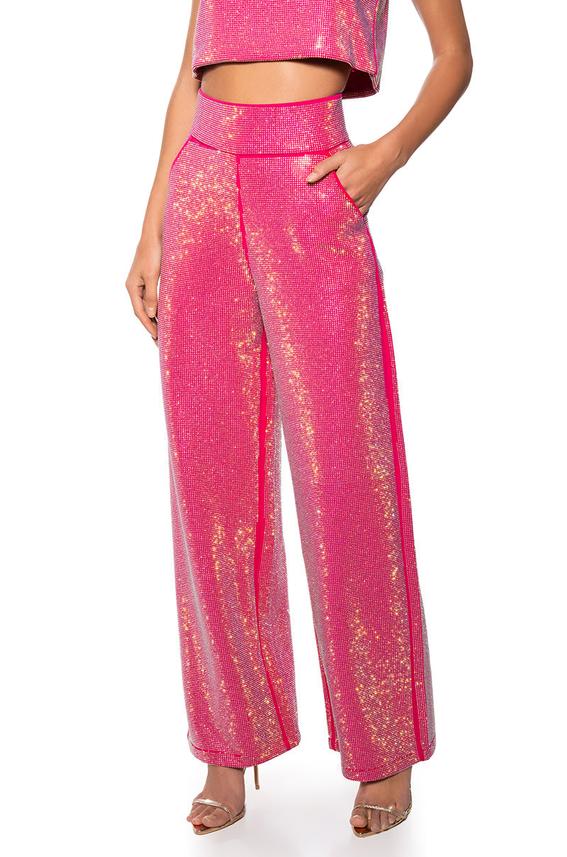 CENTER OF ATTENTION RHINESTONE PANT IN PINK