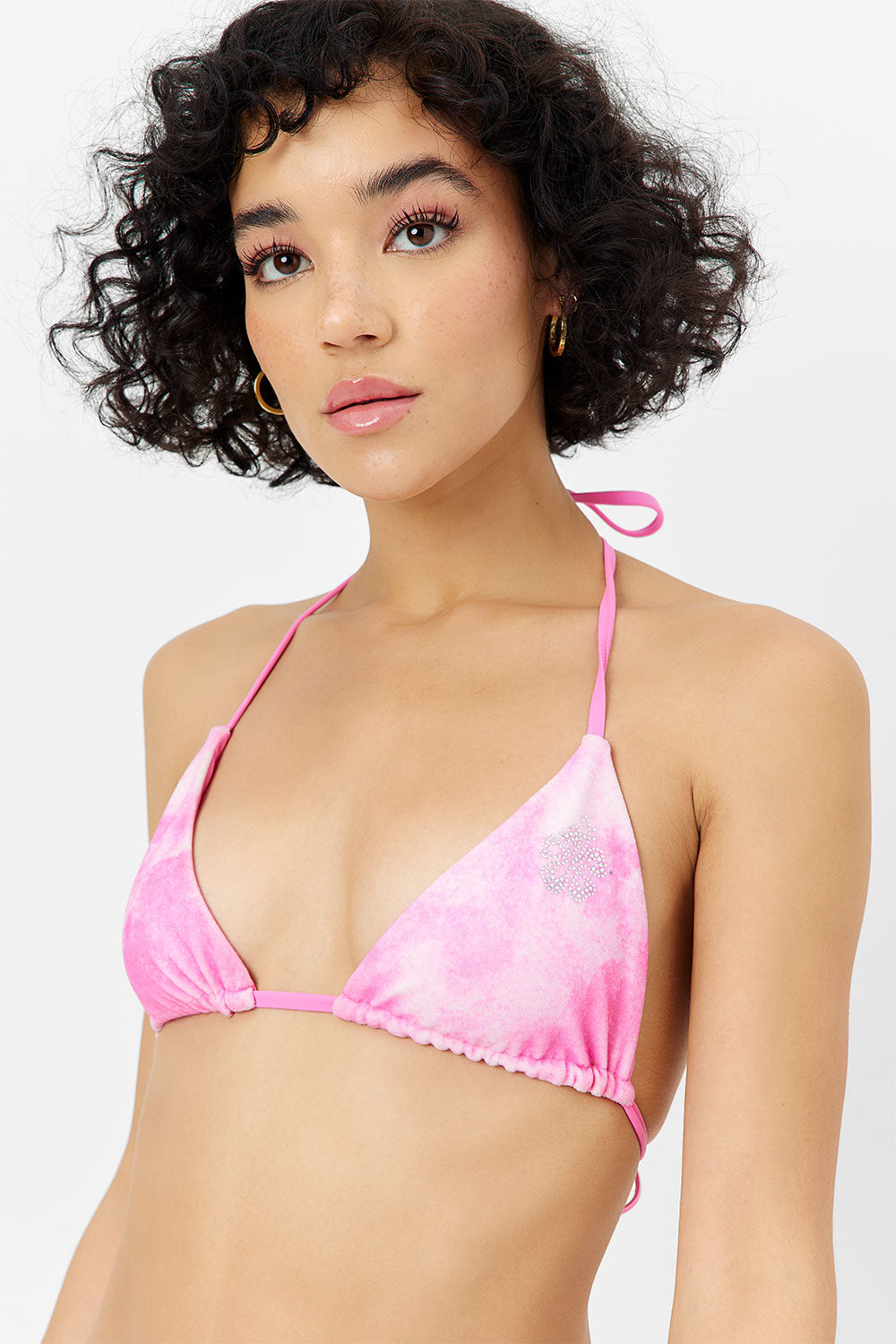 Tia Terry Triangle Bikini Top - Distorted Pink Dye