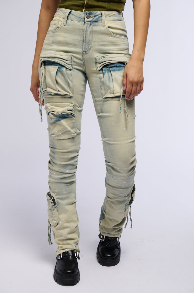 OMBRE BLUE HIGH RISE STACKED JEANS