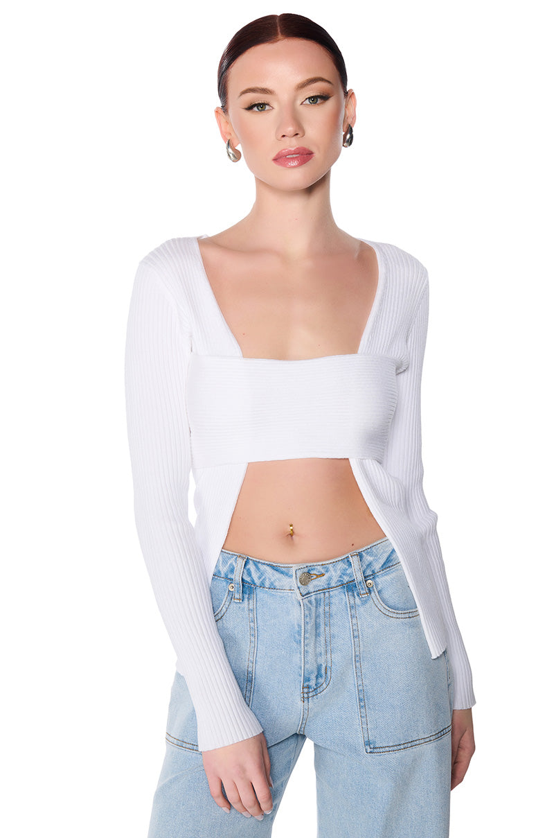 MILA BANDEAU DETAIL LONG SLEEVE SWEATER