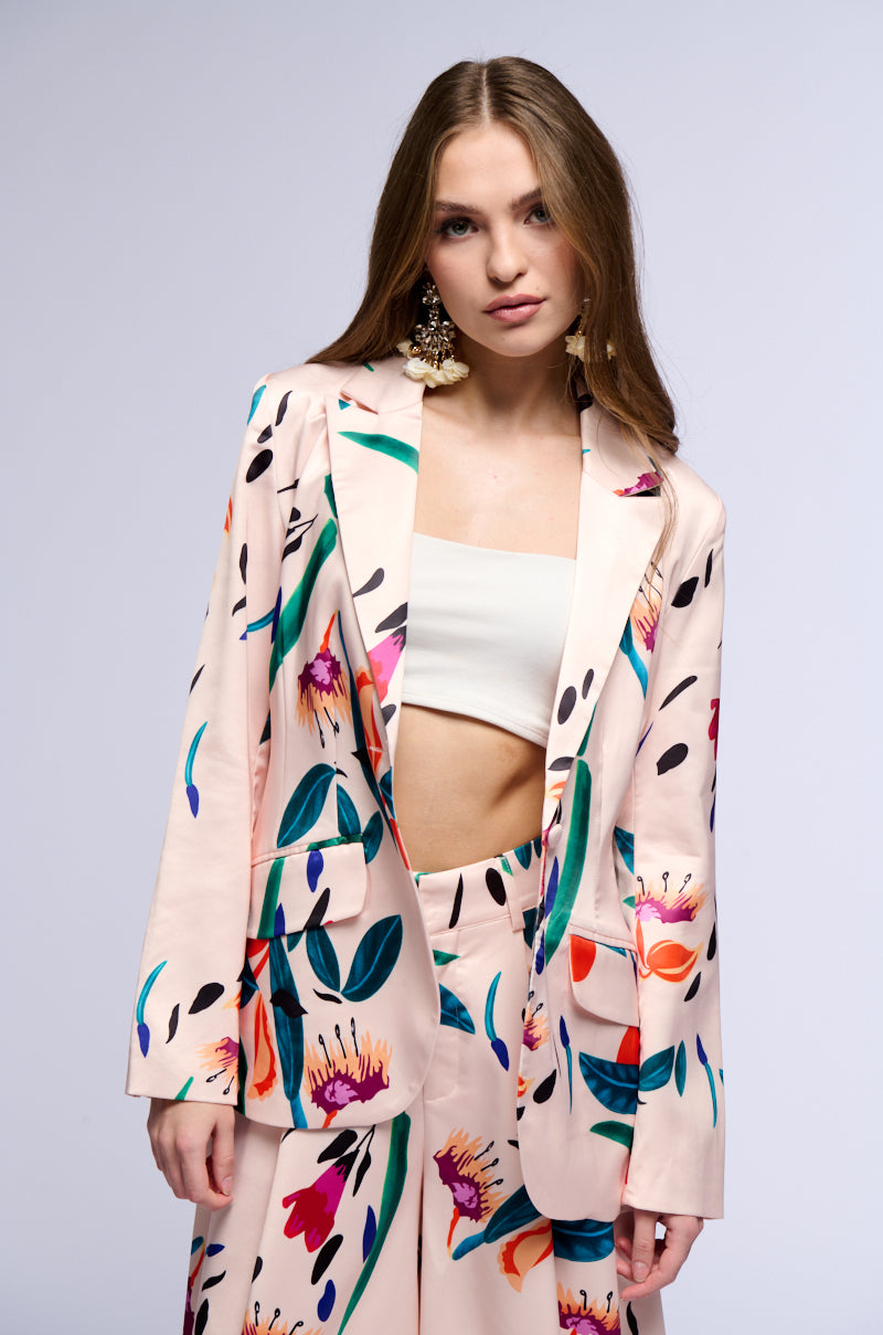 CANDY RAIN SATIN LONGLINE BLAZER