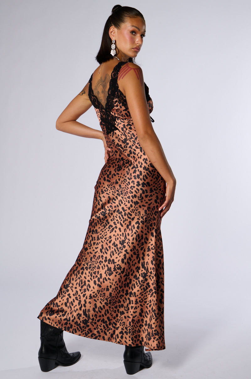 LEOPARD PRINT IS THE NEW BLACK SATIN MIDI DRESS