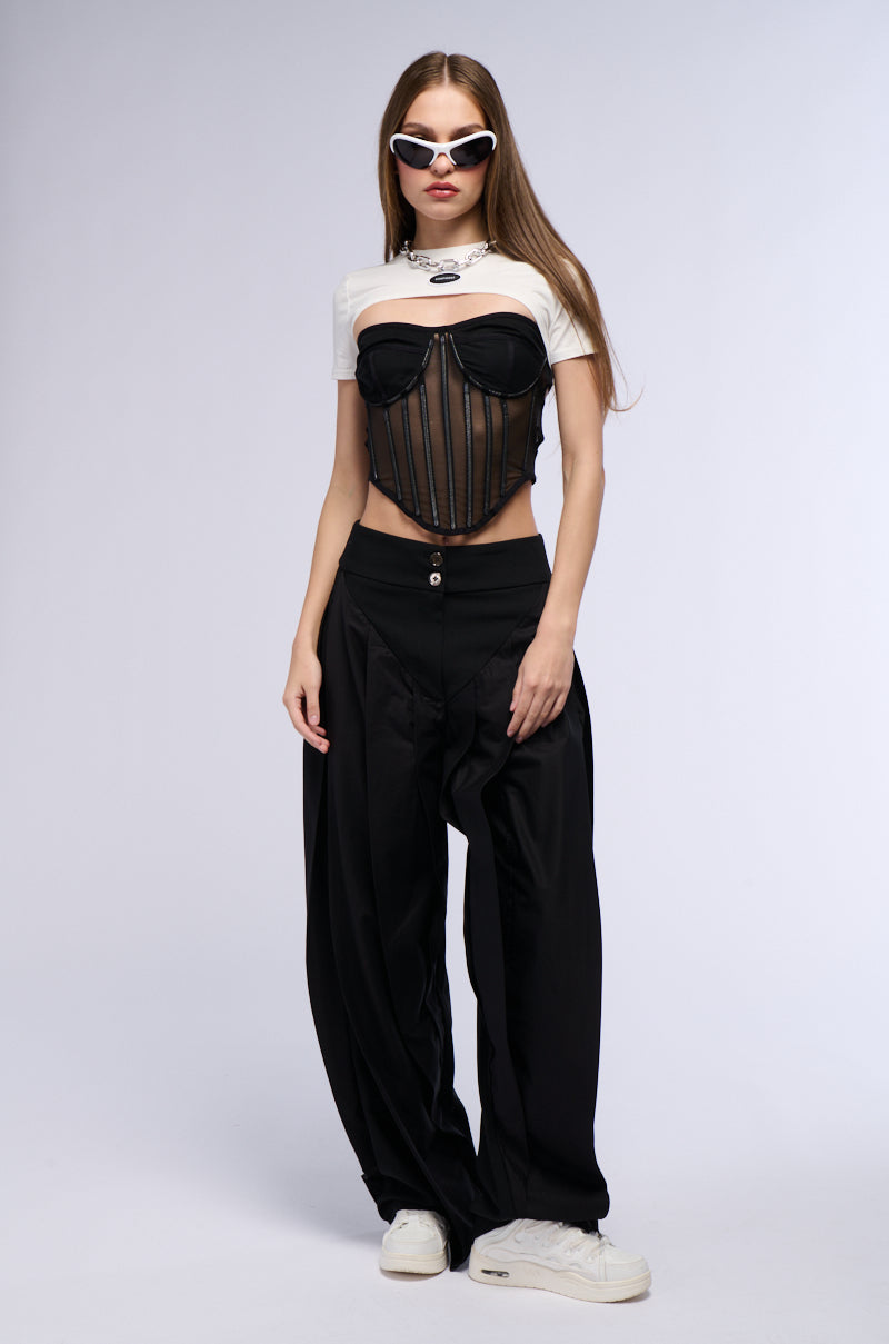 AMBER WIDE LEG PLEATED TROUSER PANT