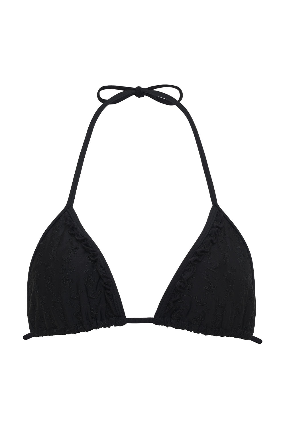 Camilla Eyelet Triangle Bikini Top - Black