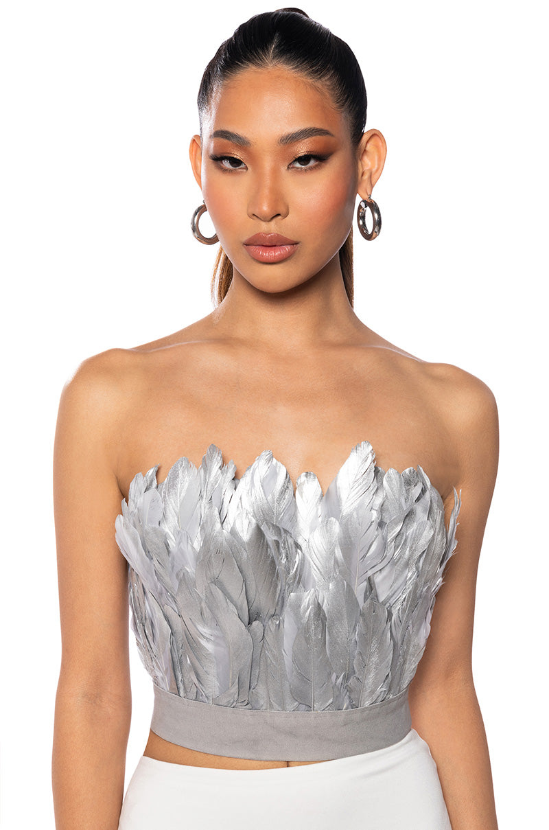 FLY AWAY FEATHER TUBE TOP