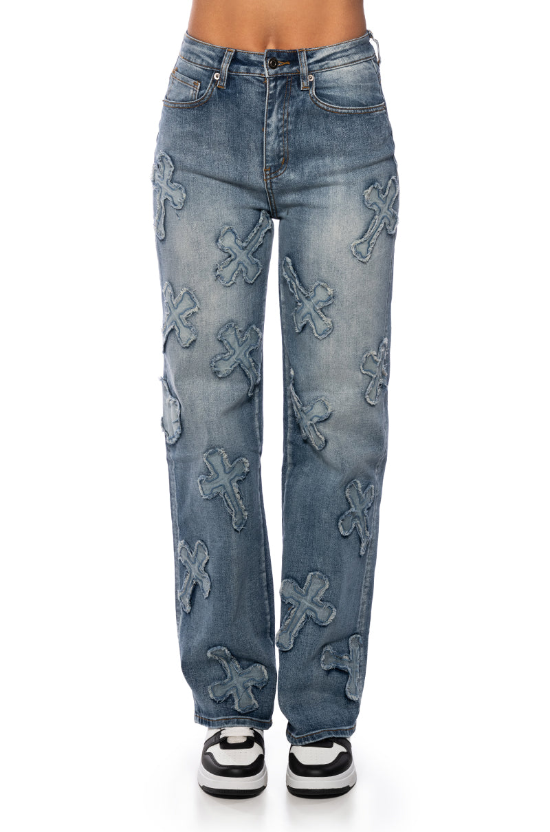 PAMELA CROSS PATCHWORK DENIM JEAN