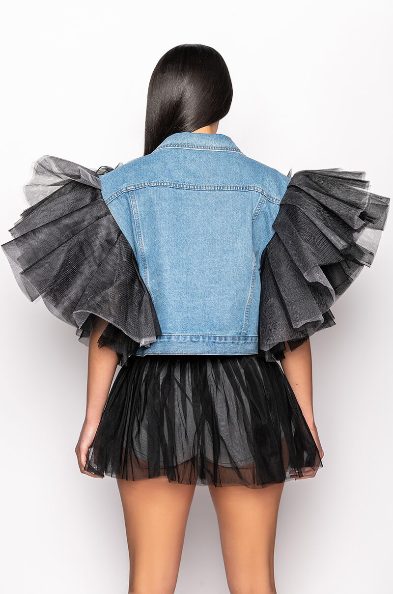 BEBE RX TULLE SHOULDER VEST