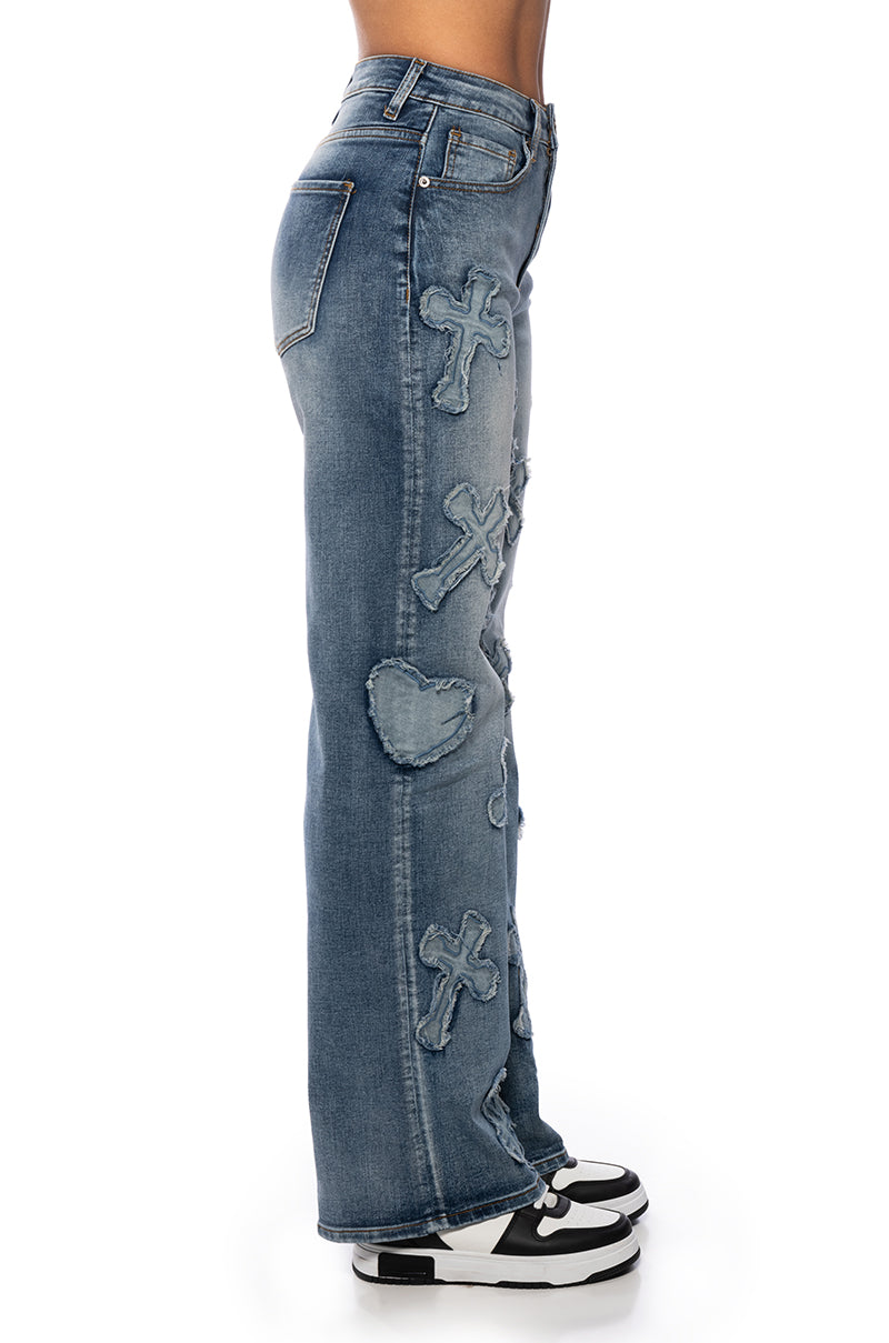 PAMELA CROSS PATCHWORK DENIM JEAN