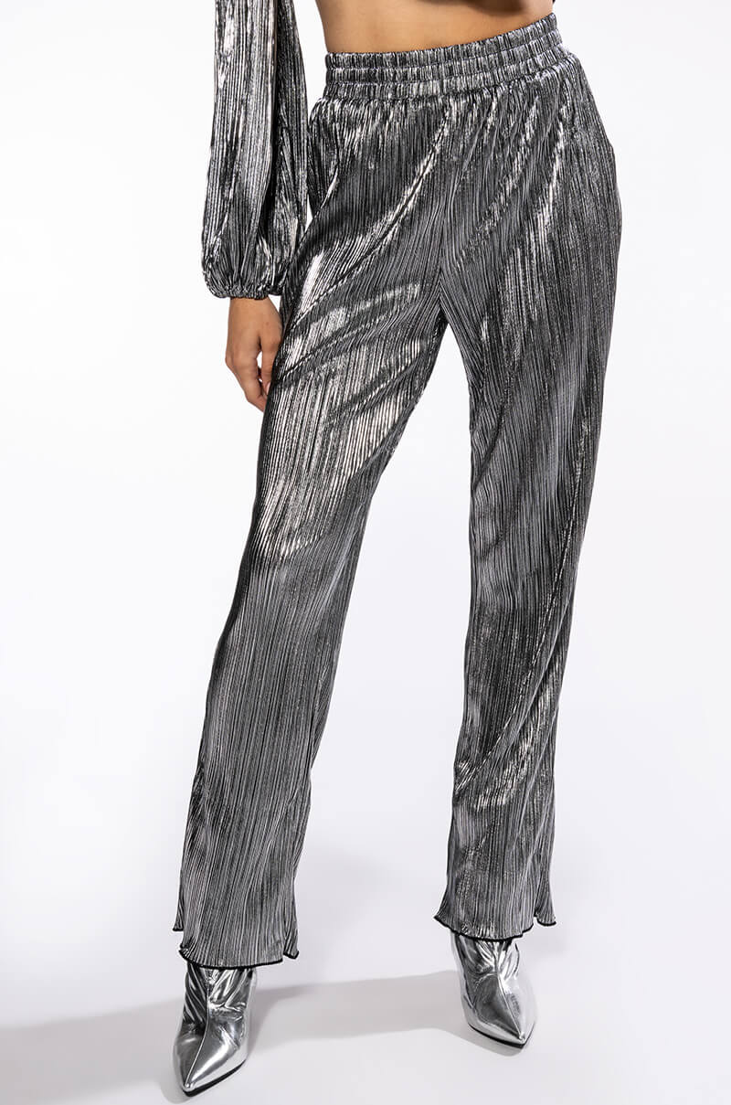 NOEL PLEATED METALLIC PALAZZO PANT