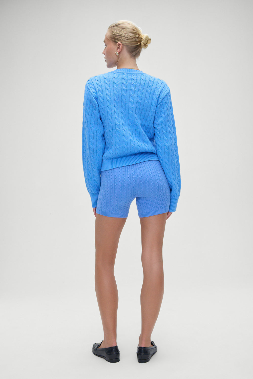 Varsity Cable Knit Sweater - Blue Moon