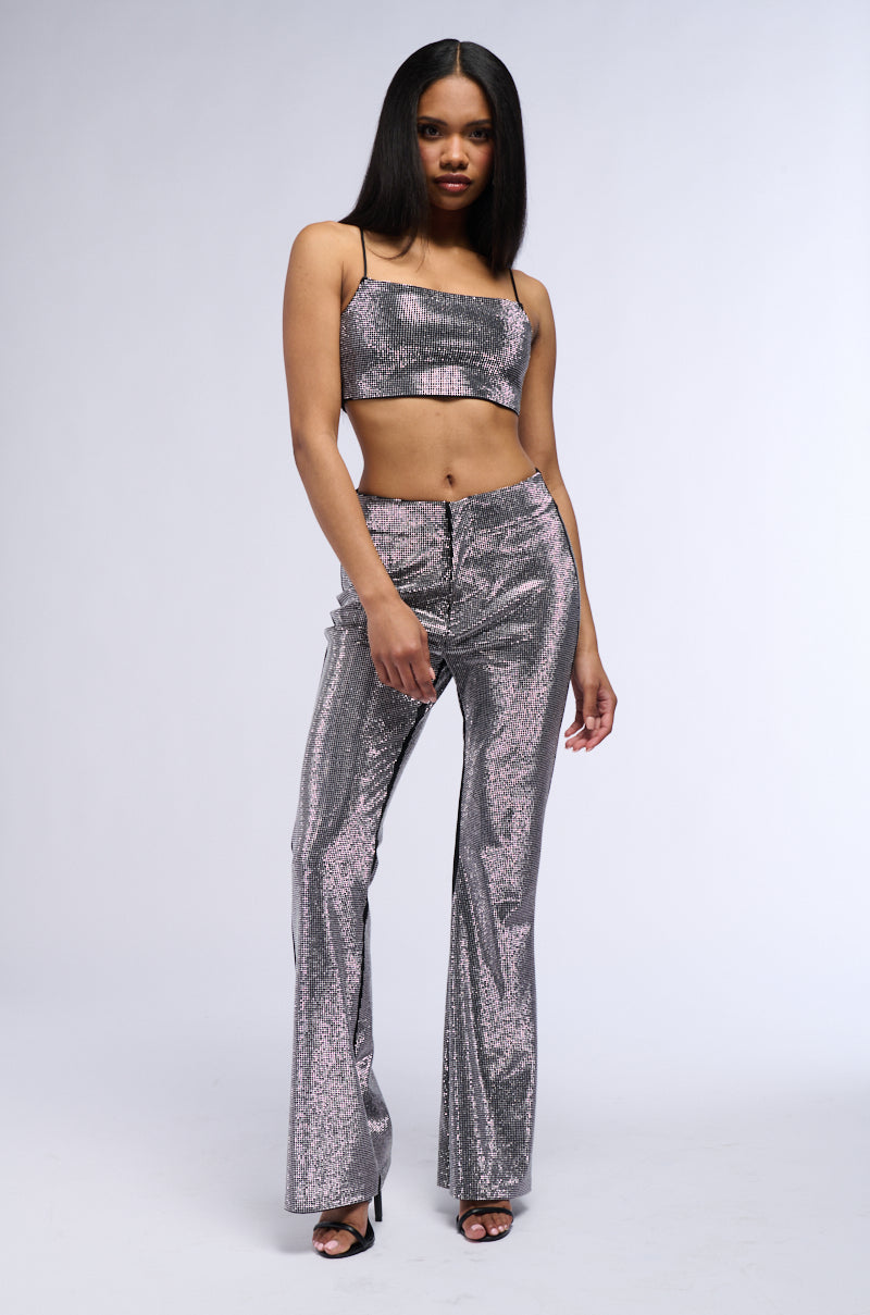 DIAMONDS DANCING FLARE LEG TROUSER IN BLACK