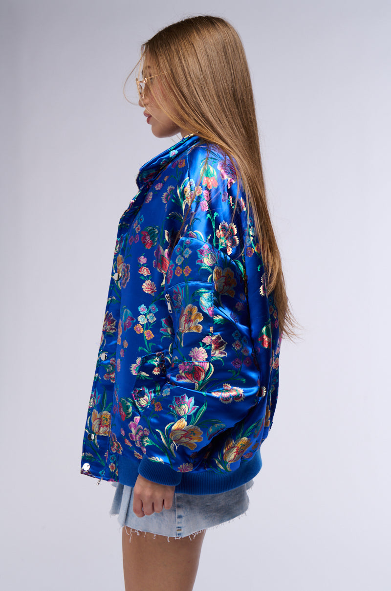 OLLIE METALLIC BROCADE BOMBER JACKET