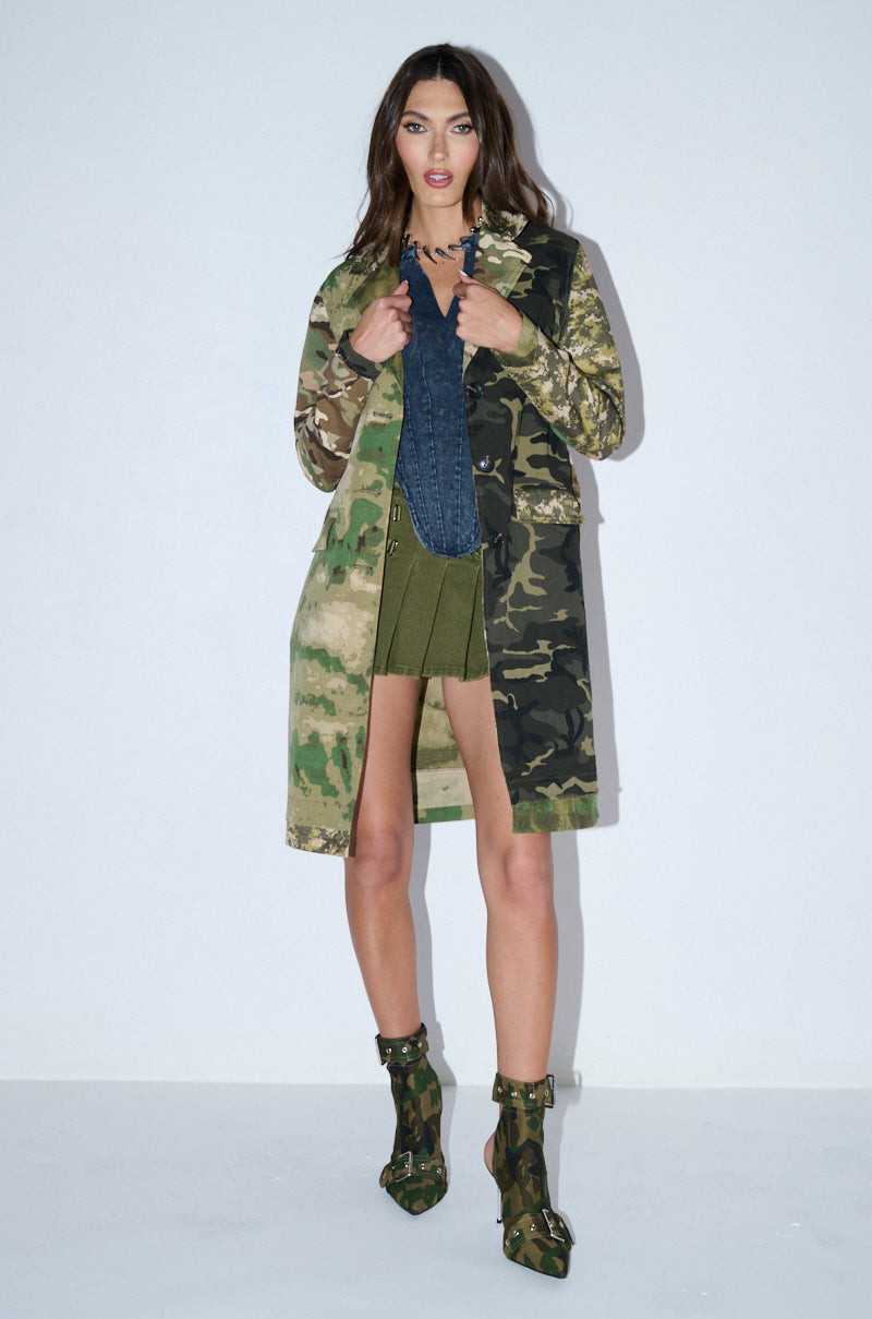 RICKY PATCHWORK CAMO TRENCH