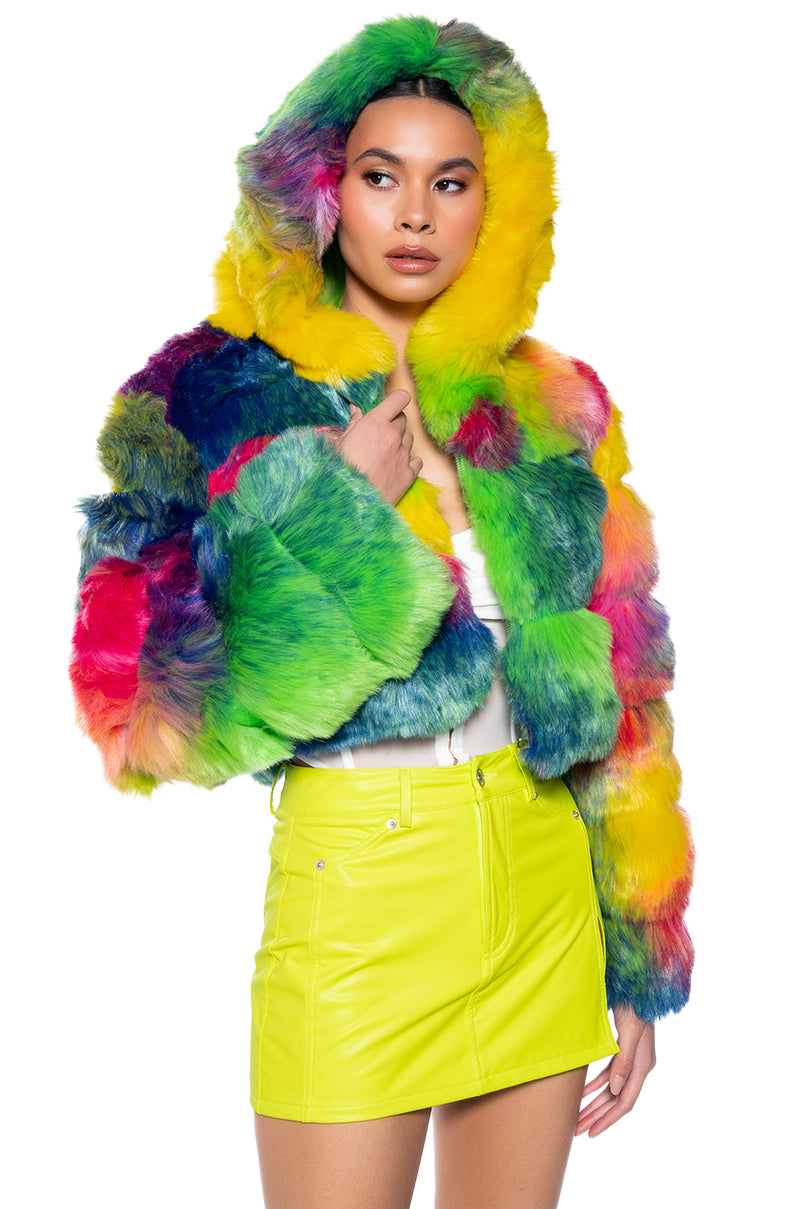 GRACELLE MULTI FAUX FUR JACKET