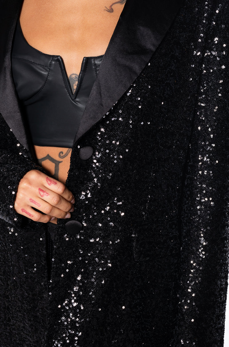 MET GALA BLACK SEQUIN BLAZER