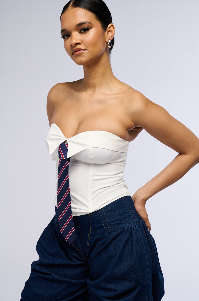 MEET THE BOSS POPLIN CORSET TOP