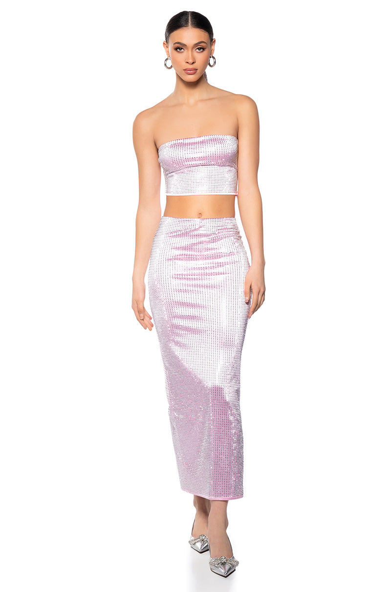 DECISION MAKER RHINESTONE MAXI SKIRT