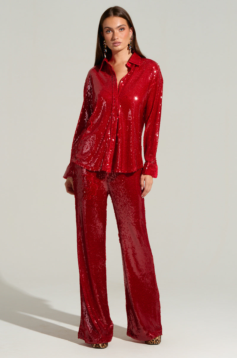 LOVER ZONE SEQUIN SHIRT IN RED