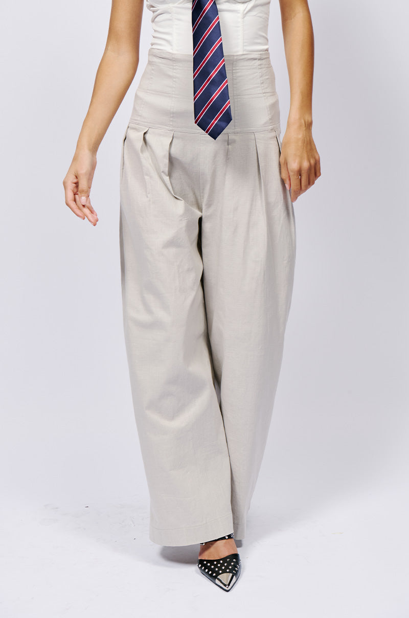 LUNA HIGH WAISTED WIDE LEG LINEN TROUSER