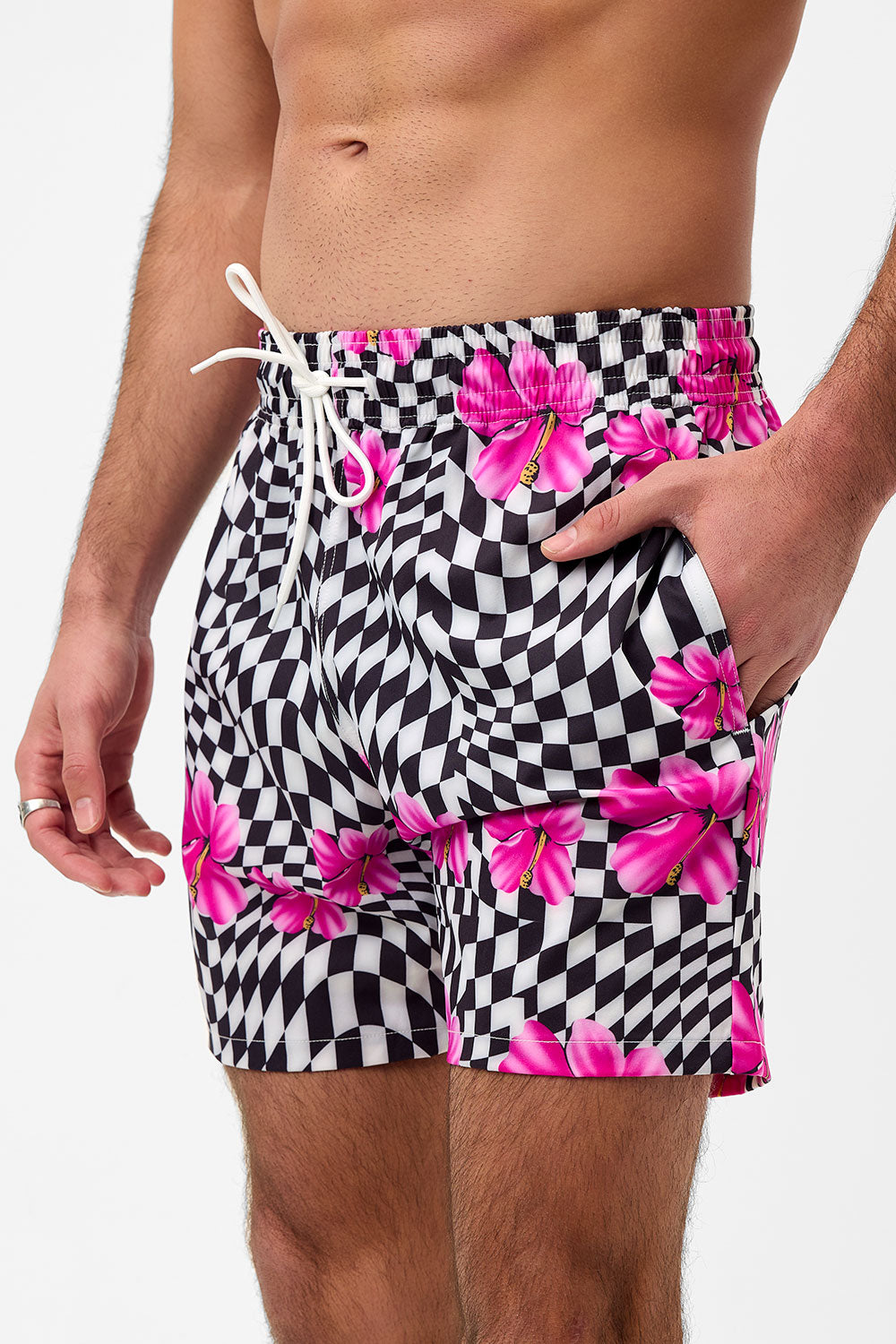 Winston  Unisex Board Short - Black Morrison Hibiscus