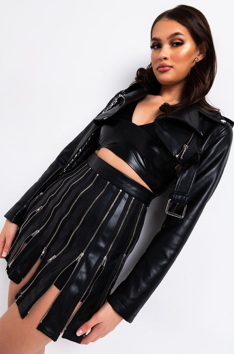 HALF MY HEART ULTRA CROPPED MOTO JACKET