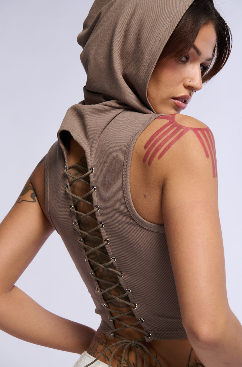 ATLAS HOODED RIBBED TANK TOP