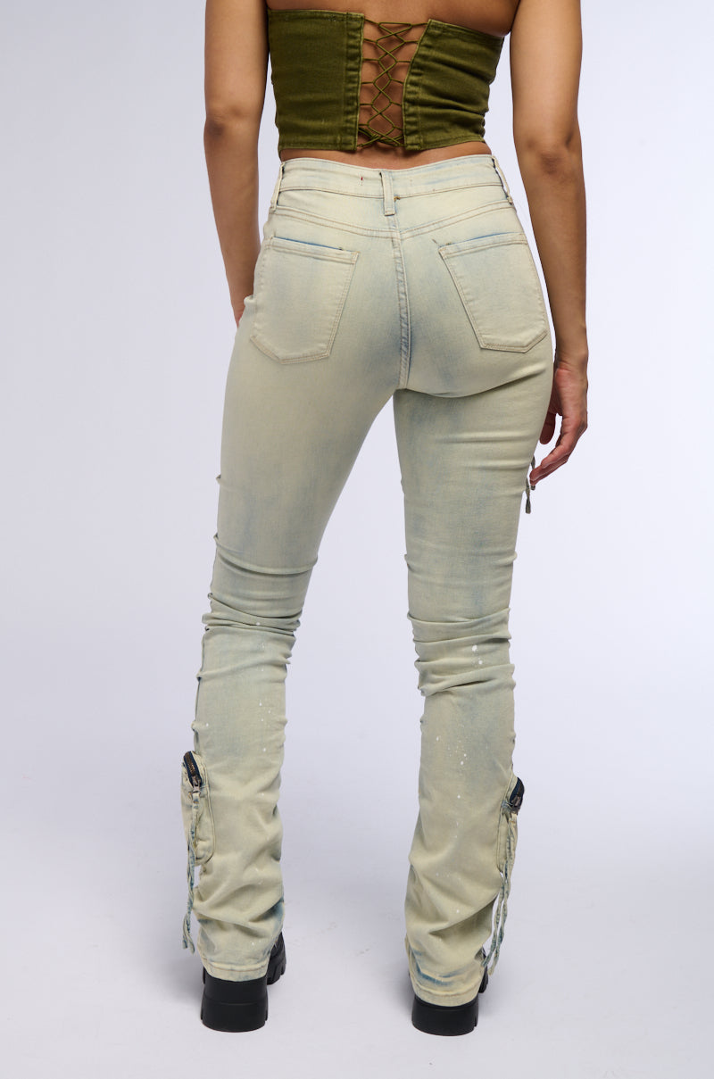 OMBRE BLUE HIGH RISE STACKED JEANS