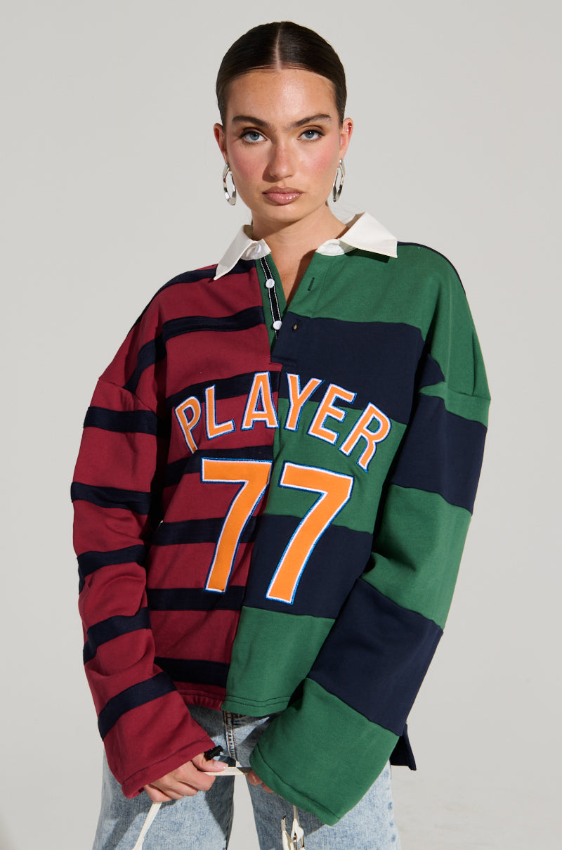 OFF THE FIELD LONG SLEEVE STRIPED RUGBY TEE