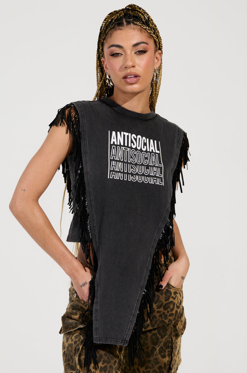 ANTISOCIAL FRINGE DETAIL TSHIRT