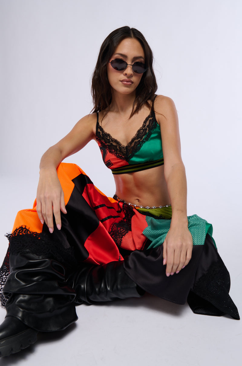 ALL OVER THE PLACE COLOR BLOCK BRALETTE