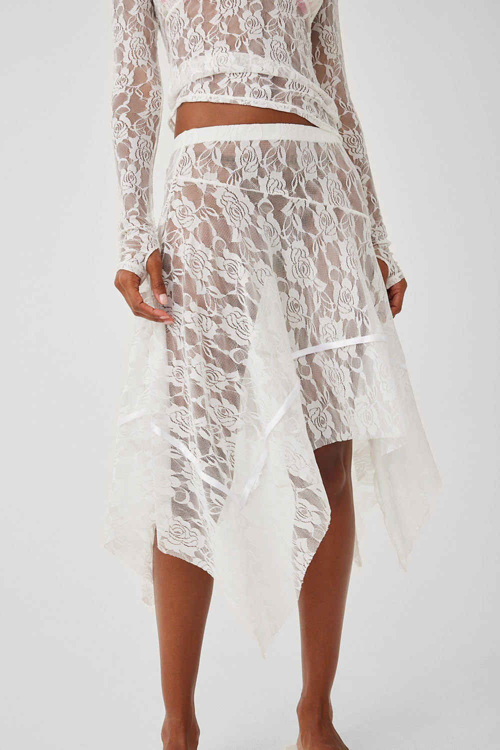 Day Lace Midi Skirt - White