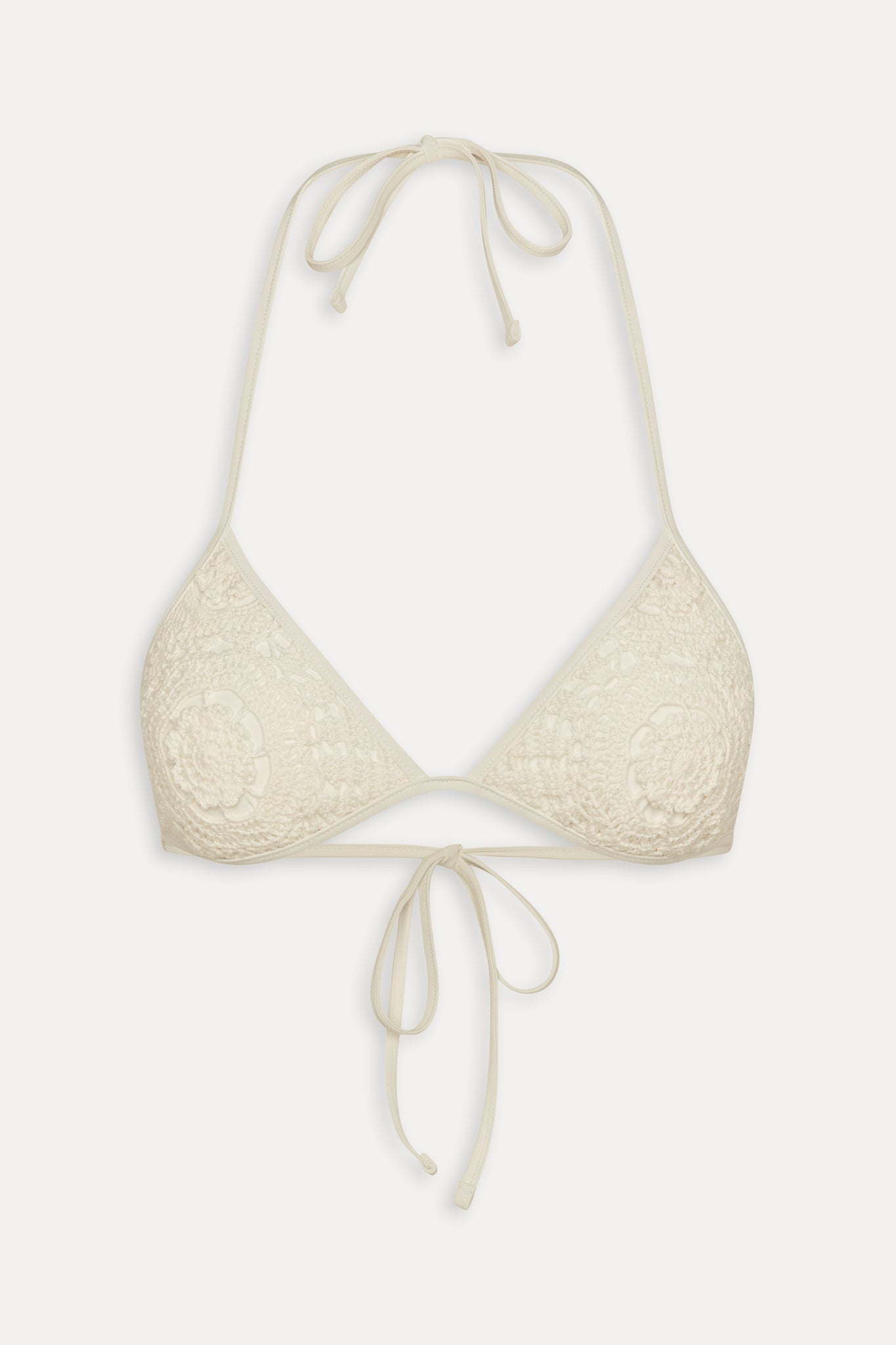 Hudson Crochet Triangle Bikini Top - White