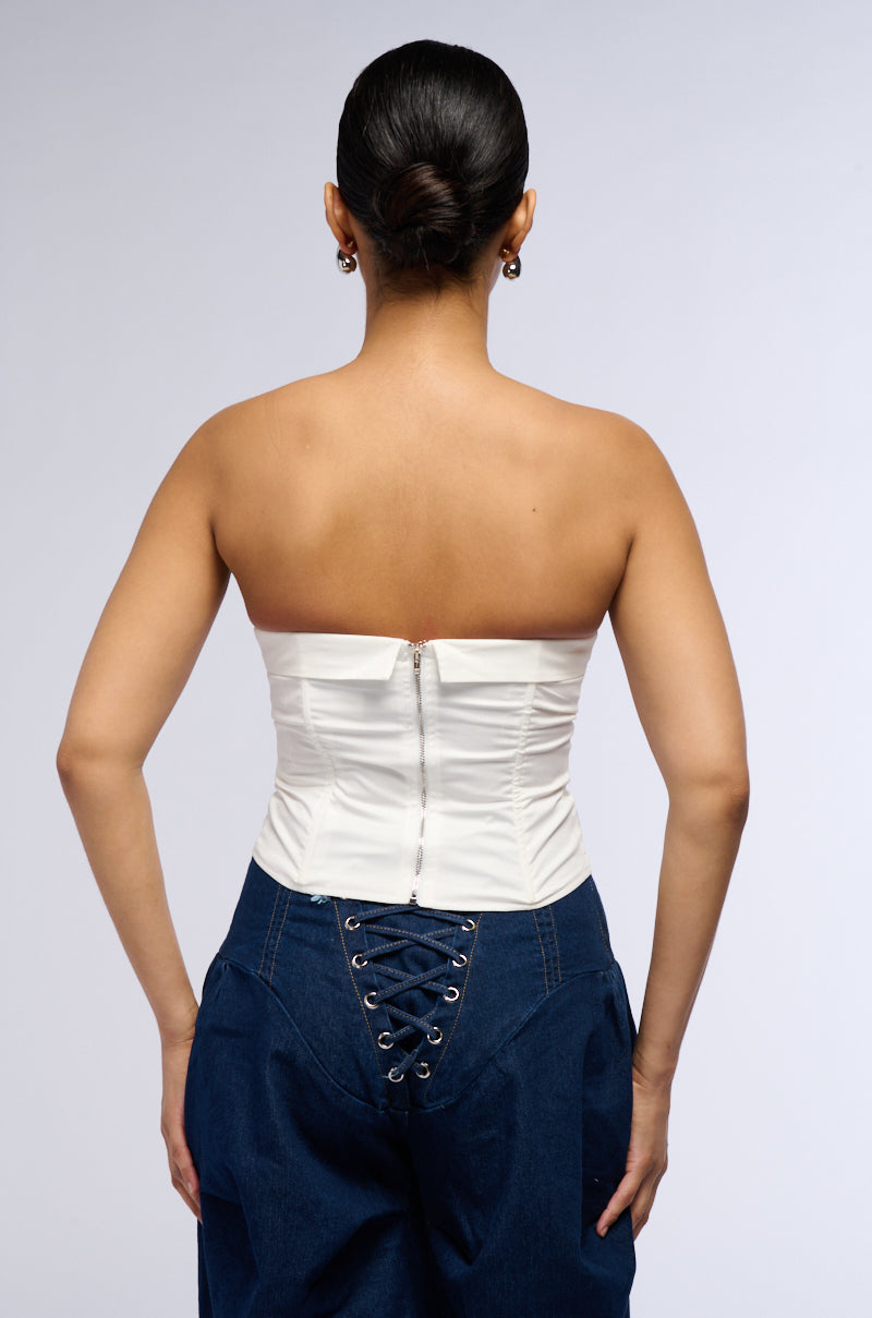 MEET THE BOSS POPLIN CORSET TOP