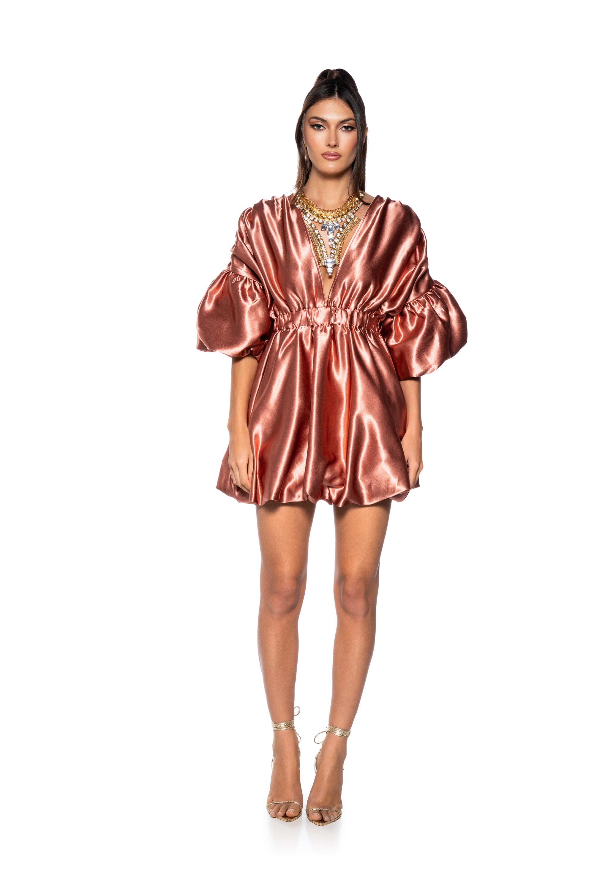 SEEING STARS METALLIC MINI DRESS IN GOLD