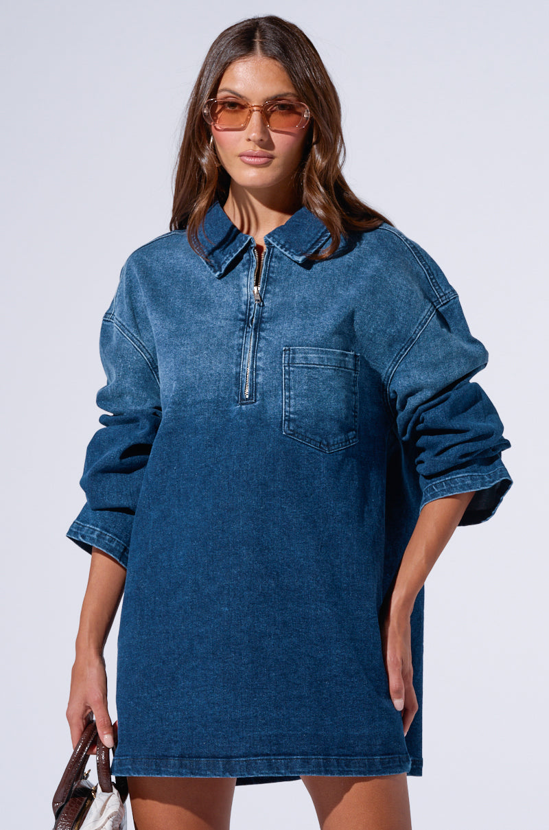 COOL GIRL OVERSIZED DENIM SHIRT DRESS