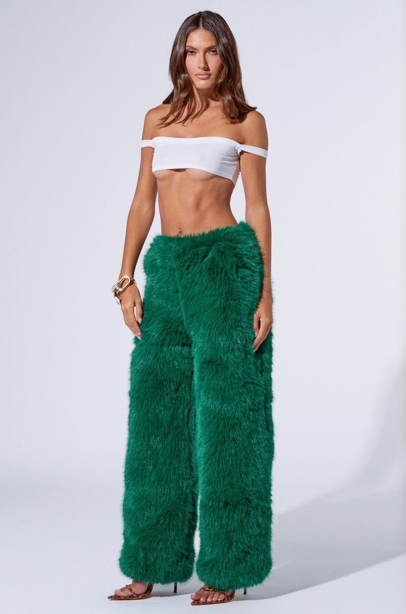 SEEING GREEN WIDE LEG FASHION FUR PANT